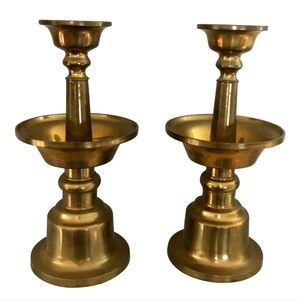 Vintage Pair of Brass Candlesticks Neiman Marcus